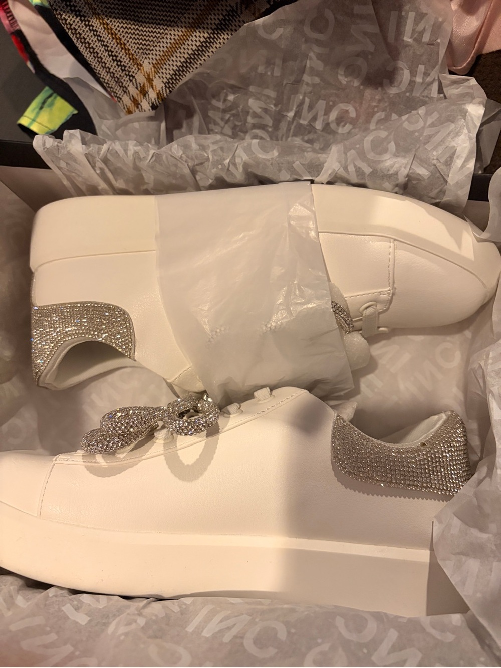 INC International Concepts White Rhinestone-Embellished Sneakers WITH BOX - Picture 8 of 10